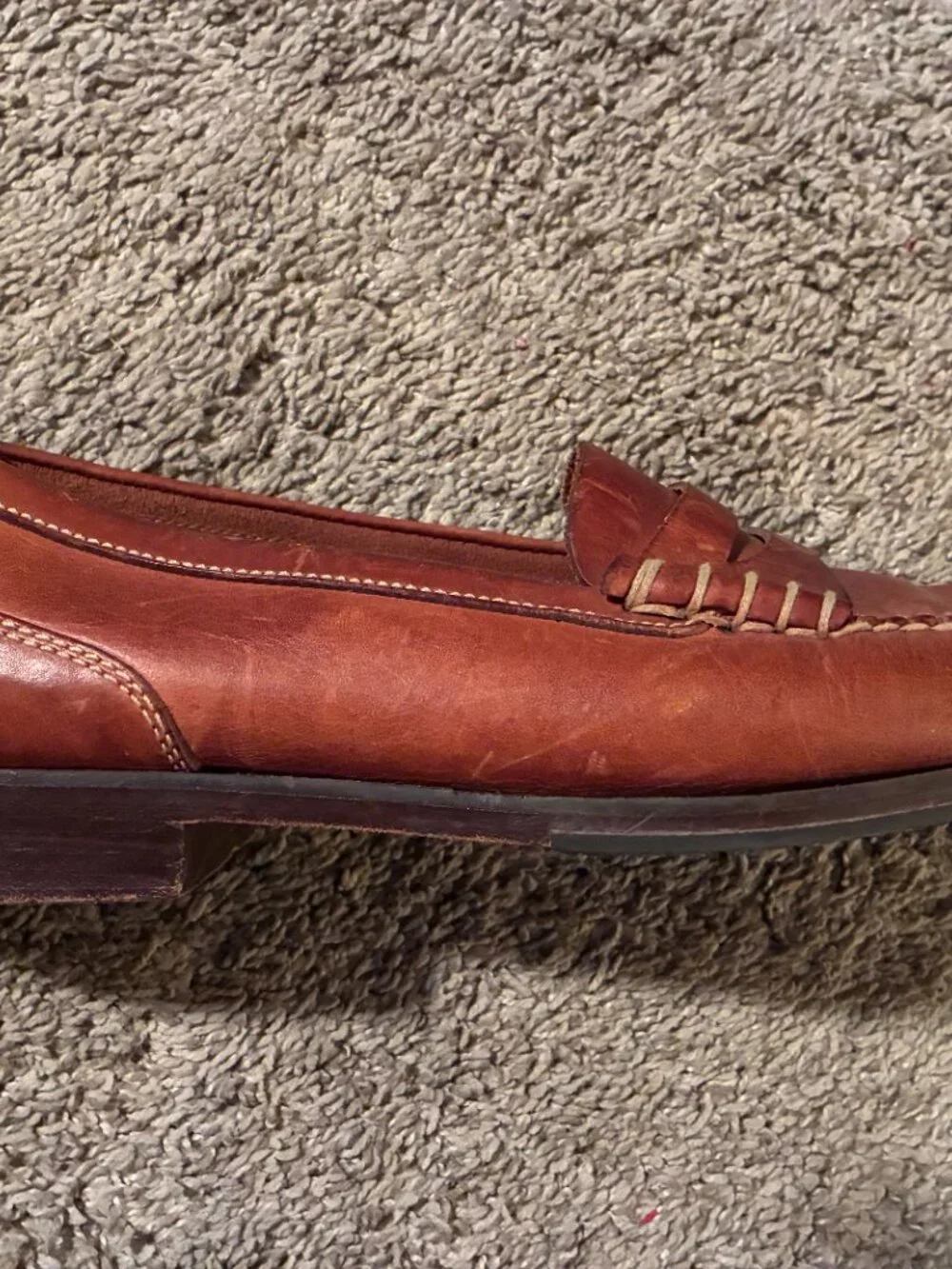 Kirkland Signature Sz 12 D Brown Leather Penny Slip-on LOAFERS, Made in Brazil